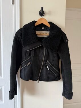 FIRM PRICE Burberry Black Shearling Leather Jacket